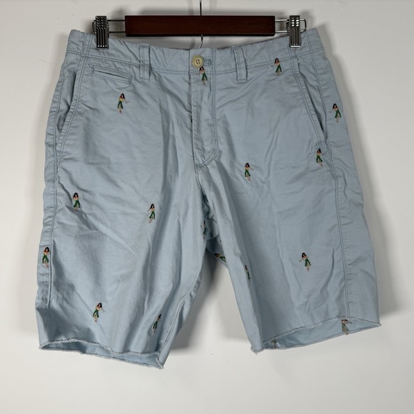 GAP Other - Gap Men's Chino Shorts Size 29‎ Hula Girl Embroidered Light Blue Vacation Shorts